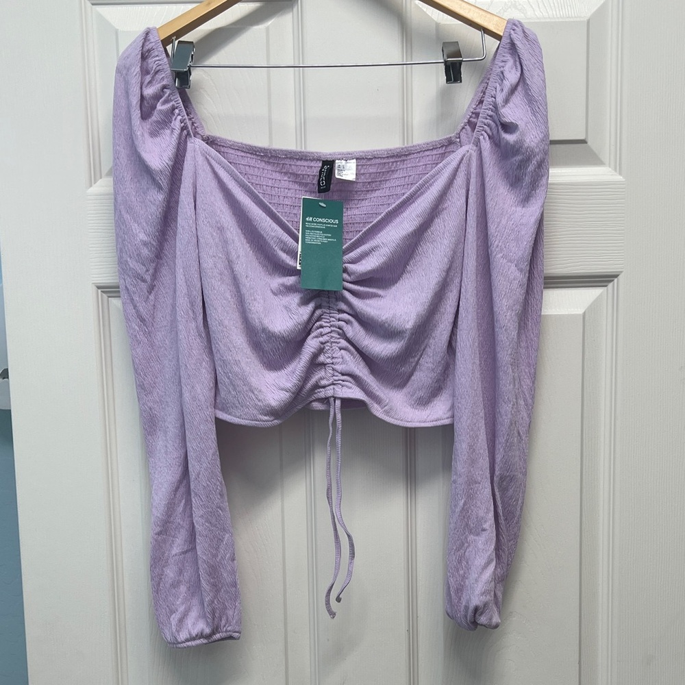 H&M Lavender Ruched Blouse brand new size large